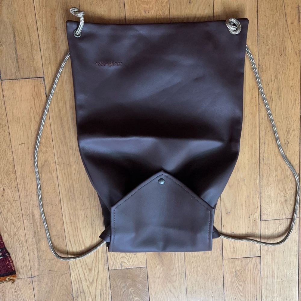 Black Vegan Leather Drawstring Backpack - image 8